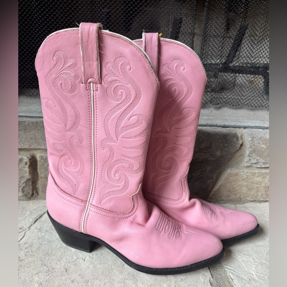 Cowtown Durango Pink Leather Western Heeled Cowboy Boots - Women's Size 9.5 M